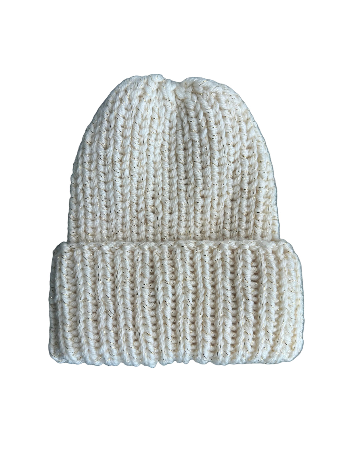 Chunky Knit Beanie- Ivory Sparkle