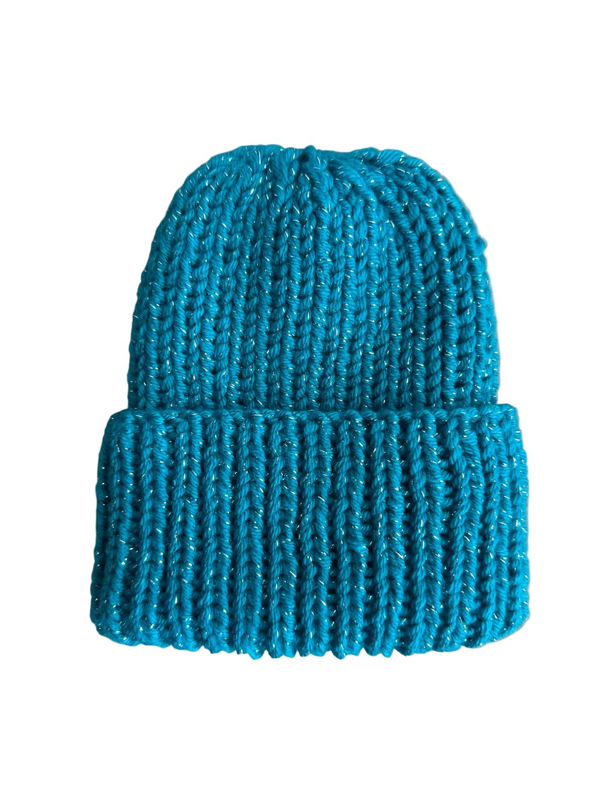 Chunky Knit Beanie- Teal Sparkle
